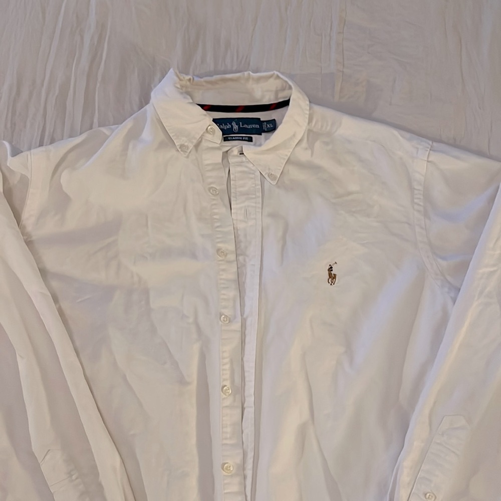 Ralph Lauren white button up long sleeve